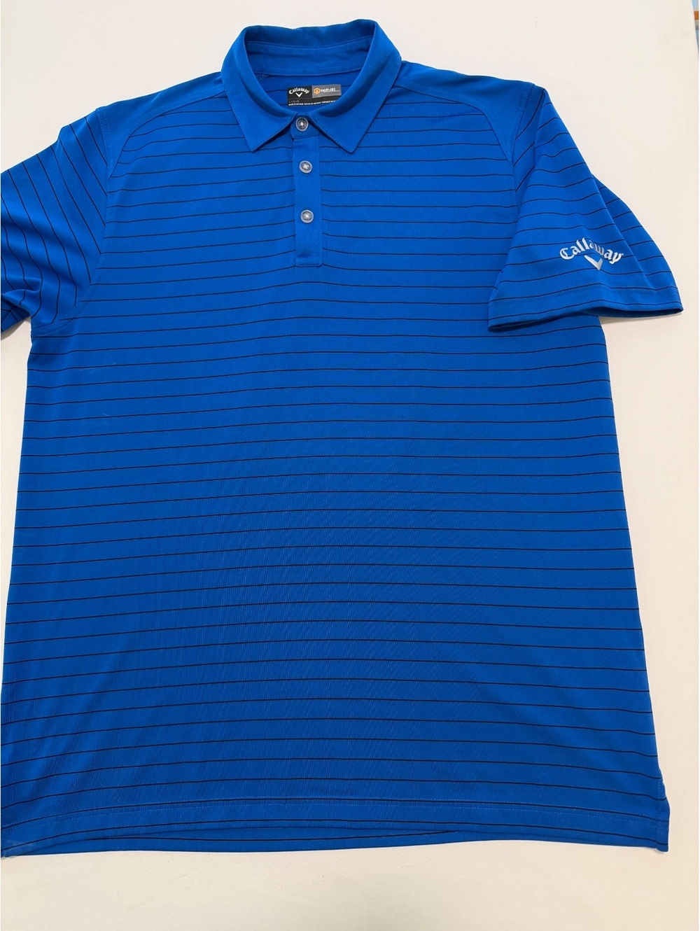 Callaway Men's Blue Striped Golf Polo Shirt Size Large